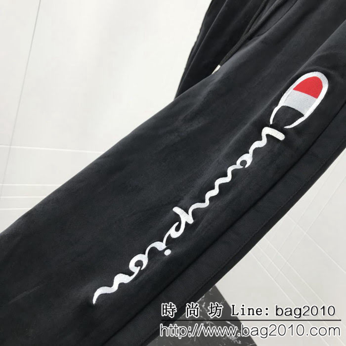 ChamPion冠軍 18ss秋冬新款 品牌字母刺繡 男款金絲絨衛褲 ydi1496